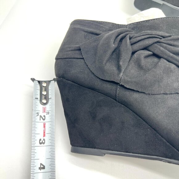 Chinese Laundry Womens Size 10 Black Microsuede Wedge Ankle Boots Shoes - Picture 12 of 13